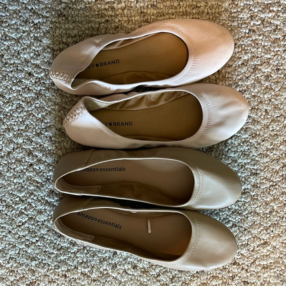 LOT OF TWO PAIR Ballet Flats (Lucky Brand/Amazon essentials)